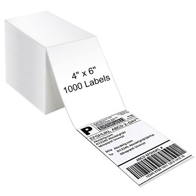 100mm x 150mm Direct Thermal Shipping Labels, 4"x 6" Sticker Zigzag - 1000 Labels Per Stack , Strong Adhesive, Barcode Compatible for E-Commerce