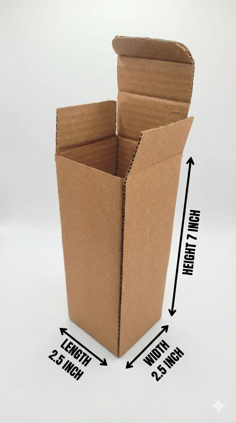 2.5 X 2.5 X 7 inch Literature Mailer Corrugated Box | 380 GSM | 3-Ply | Eco-Friendly | 100% Recyclable