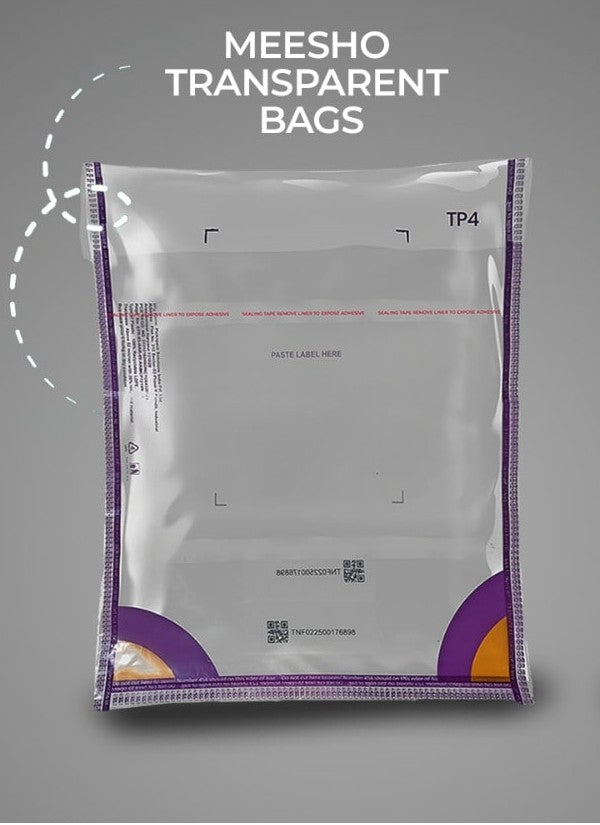 12.5 X 16 Meesho Transparent Courier Bags With Barcode & No Pod | | 51 Microns | Pack of 100